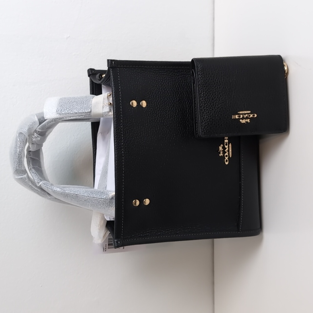 Coach CO971 + C2862 Leather Dempsey Tote & Snap Wallet Gold/ Black